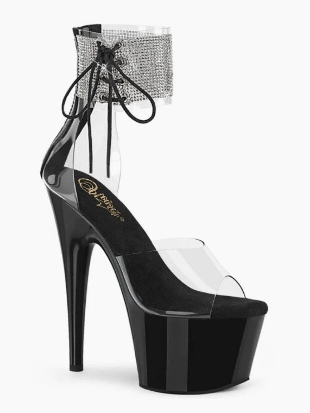 Pleaser 7" ADORE-724RS Womenโs Size 10 Black Clear Platform Stiletto
